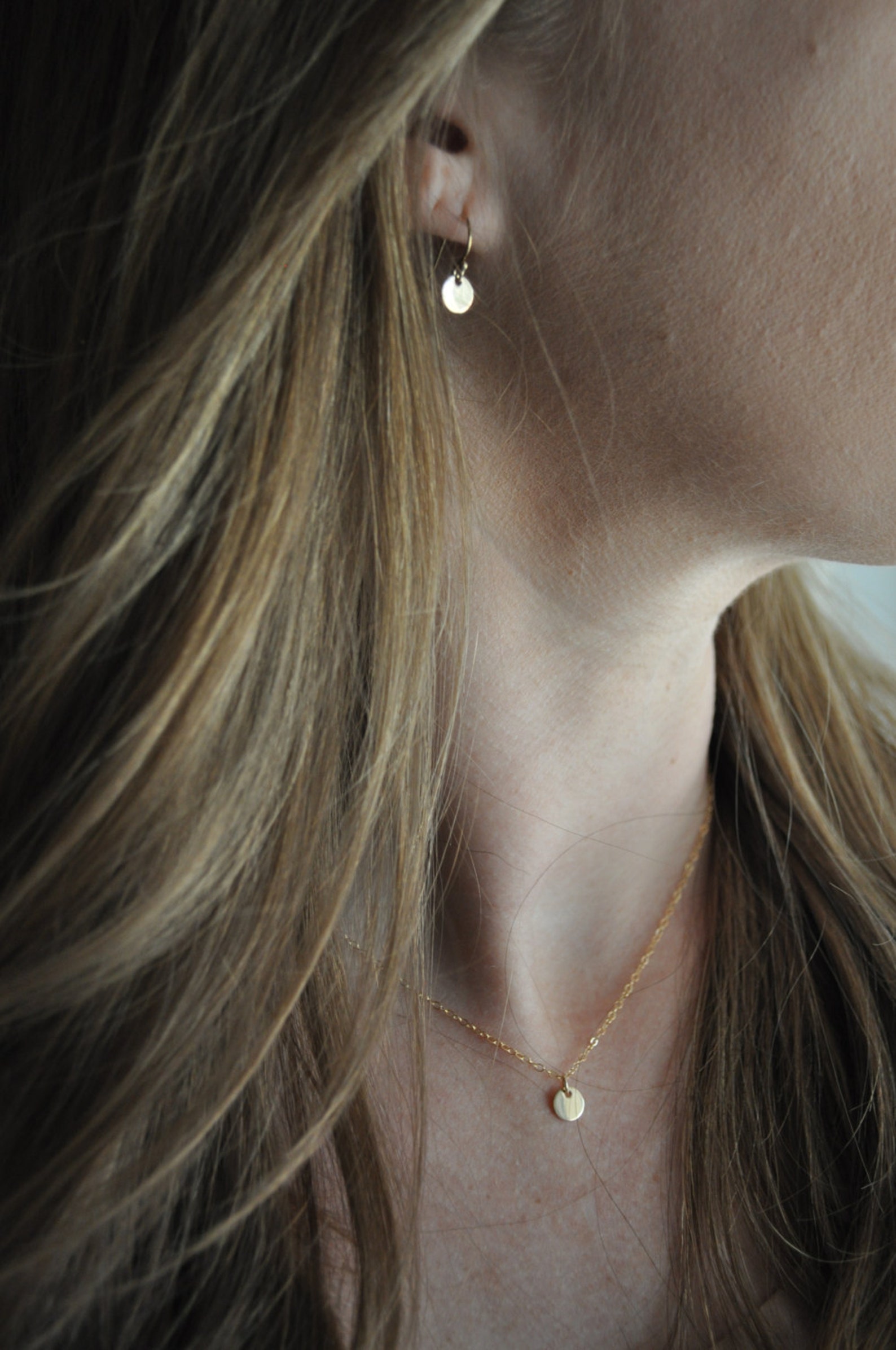 Gold Dot Earrings Tiny Smooth Gold Filled Disc Small Circle Etsy