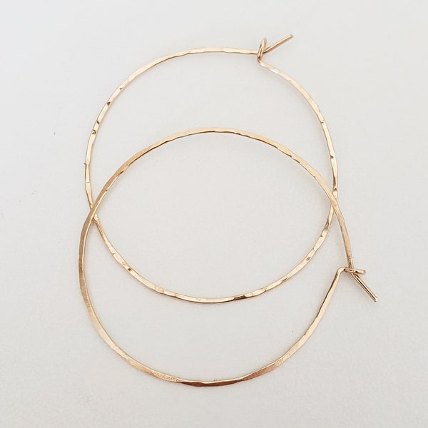 Gold Hoop Earrings. Large Hammered 14k gold filled handcrafted earrings minimalist simple style sustainable fashionable jewelry gift