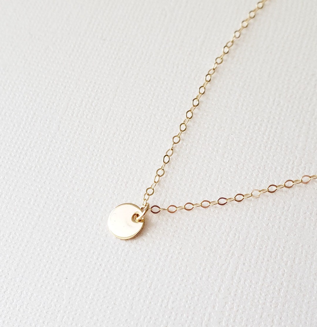 Gold Dot Necklace Tiny Gold Filled Disc Small Circle Round - Etsy
