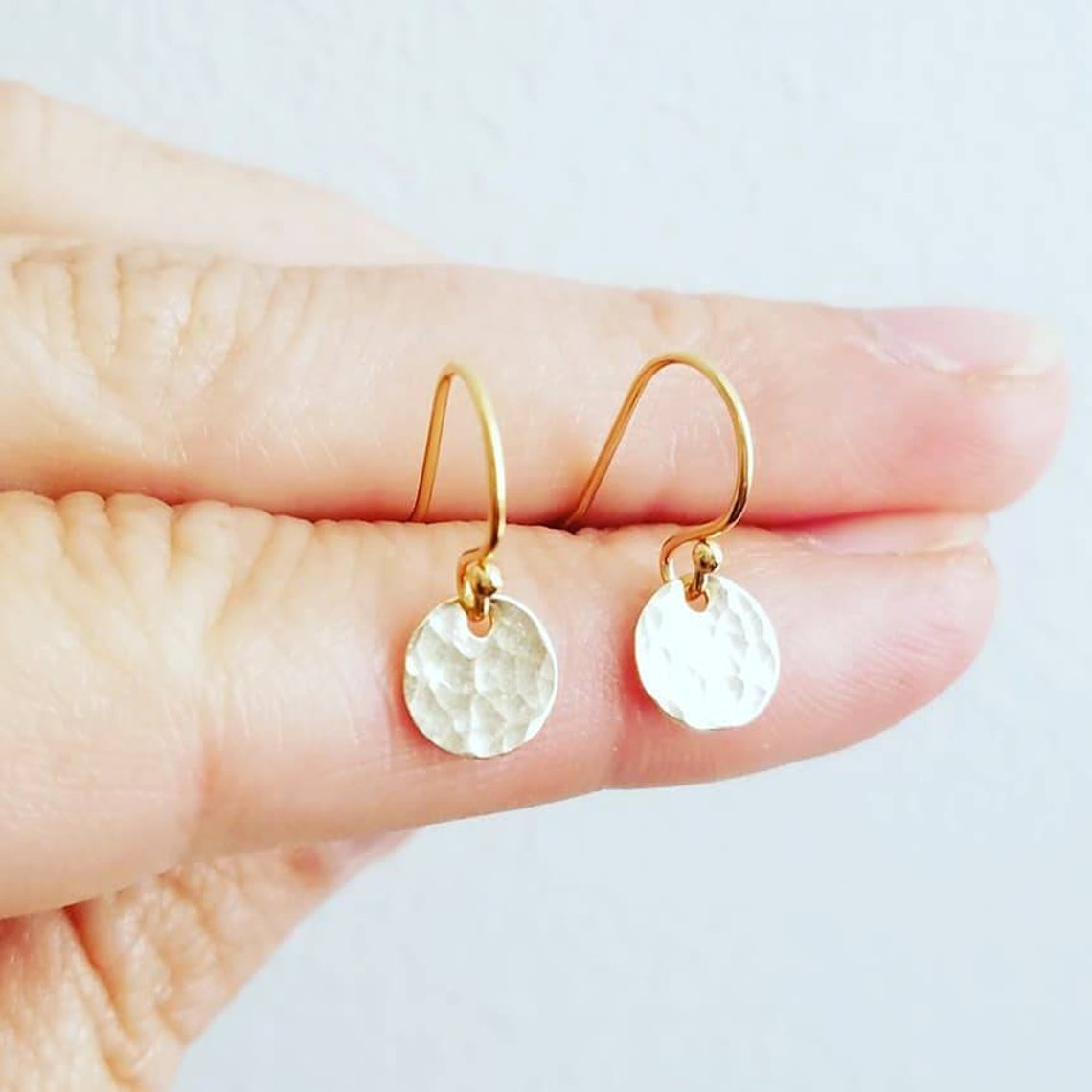 Gold Dot Earrings Tiny Smooth Gold Filled Disc Small Circle Etsy