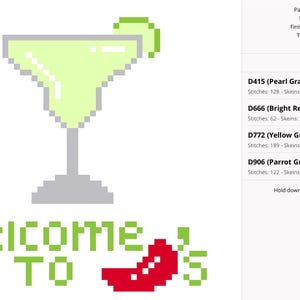 Chilis Needlepoint chart - 4in welcome to chilis coaster digital download PDF