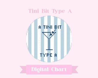 Tini Bit Type A 4x4 18 mesh  Needlepoint chart - blue series digital download PDF