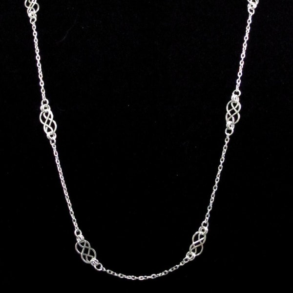 Long and Graceful Chain with Handcrafted Celtic Knots in Silver, Silver Necklace, Celtic Necklace, Celtic Chain, Long Chain Necklace