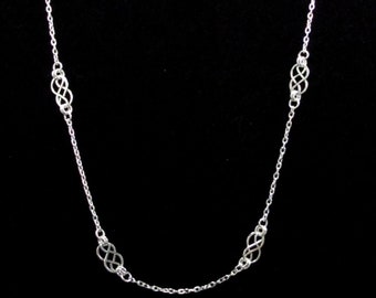 Long and Graceful Chain with Handcrafted Celtic Knots in Silver, Silver Necklace, Celtic Necklace, Celtic Chain, Long Chain Necklace