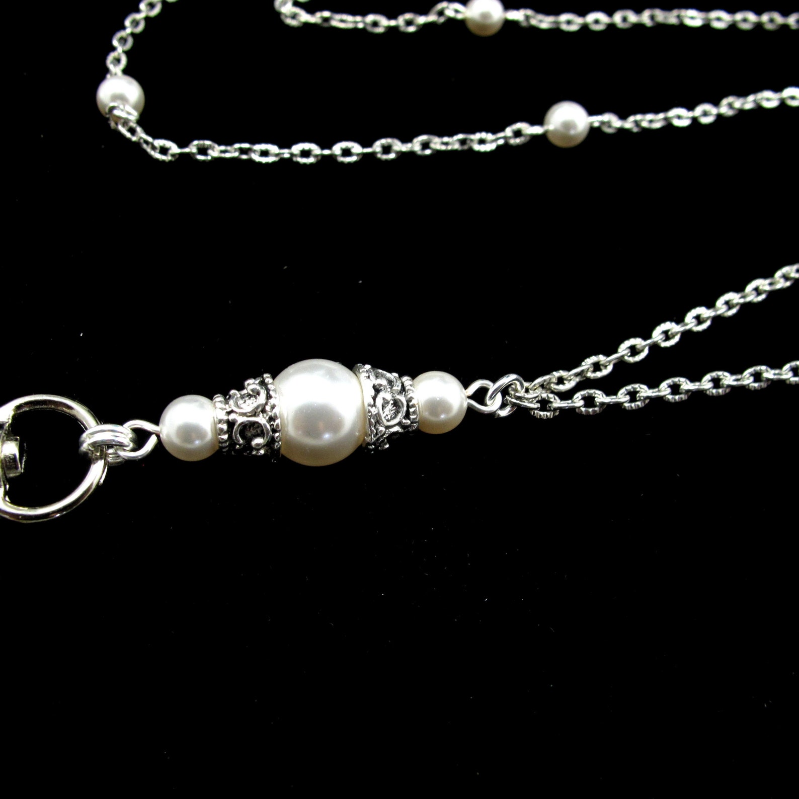 Lanyard ID Badge Holder Necklace Lanyard Pearl Lanyard Key Etsy