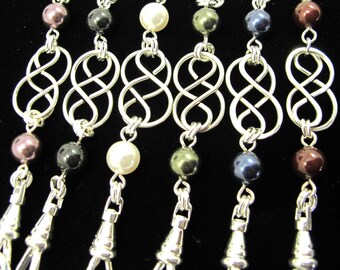 Women's Fashion Lanyard ID Badge Holder, Badge Necklace, Pearl Lanyard with Single Celtic Knot, Breakaway Lanyard, Cute ID Lanyard