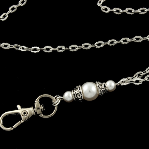 Women's ID Badge Holder Lanyard Necklace Pearl Lanyard Etsy