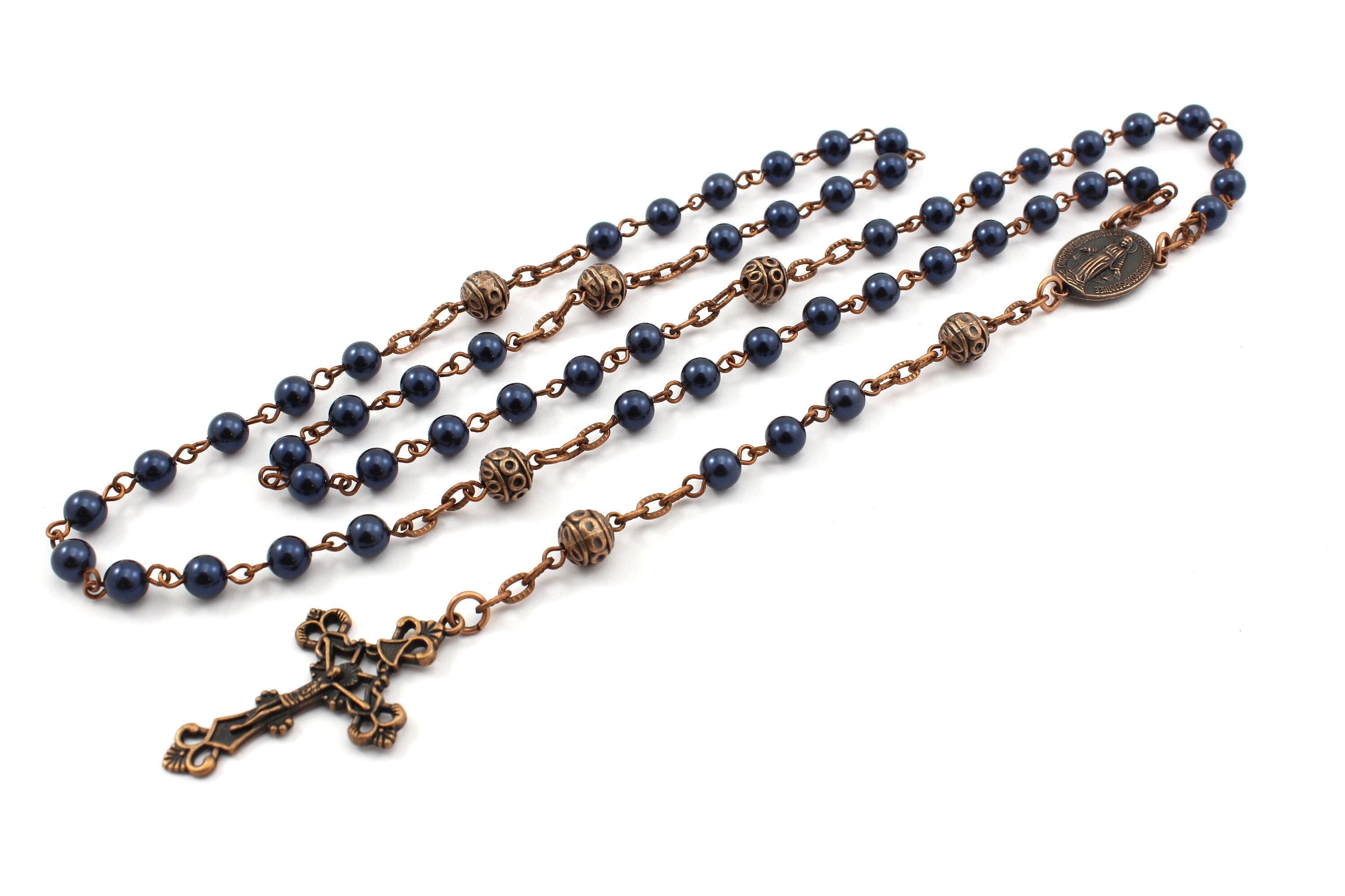 Anglican Prayer Beads Anglican Rosary Fleur-de-lis Cross in Antique Brass You Choose Pearl Color Anglican Prayer Beads Anglican Rosary Fleur-de-lis Cross in Antique Brass You Choose Pearl Color