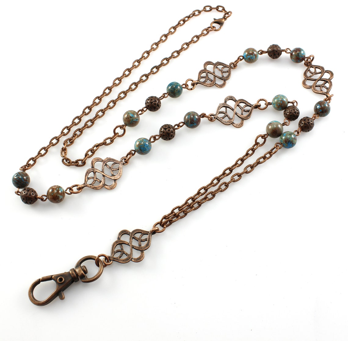 Womens Lanyard Necklace With Blue Sky Jasper Gemtstones and Etsy