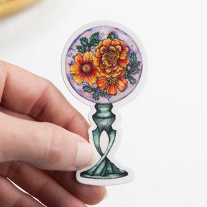 Marigold Vinyl Sticker, Botanical Sticker For Laptop, Day Of the Dead Flower Decal, Mystical Floral Stickers, Cute Sticker for Water Bottle