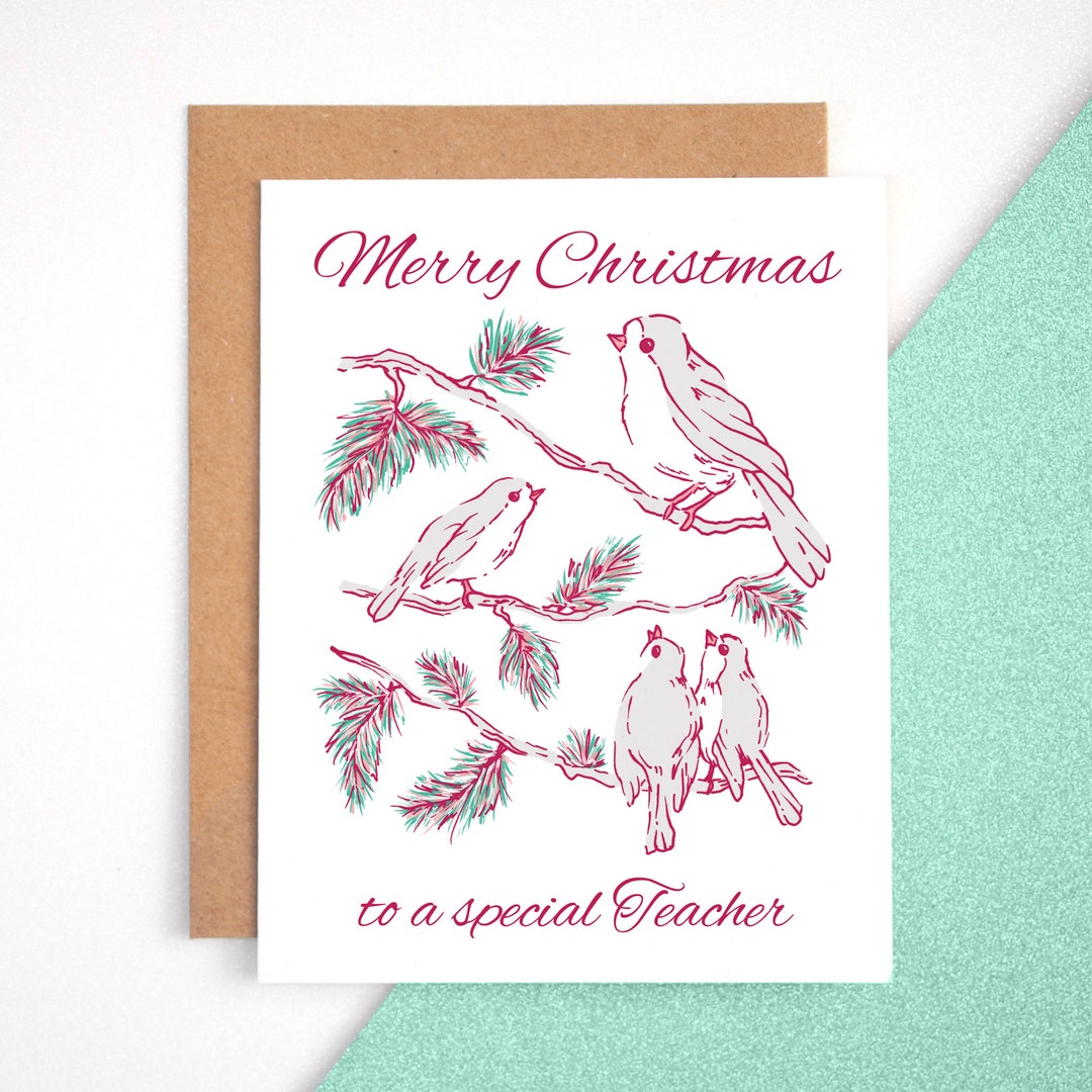 Teacher Christmas Card, Christmas Card for Teacher, Teacher Xmas Card ...