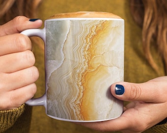Stone Design Coffee Mug: Earthy Ceramic Cup, Minimalist Gift (11oz)