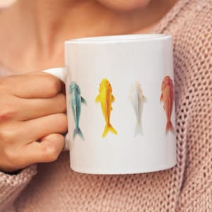 Colorful Fish Ceramic Mug: Ocean Coastal Kitchen Decor