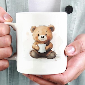 Watercolor Bear Mug Cute Animal Lover Coffee Cup Bear Lover Tea Mug Gift for Wildlife Enthusiasts 11oz Mug
