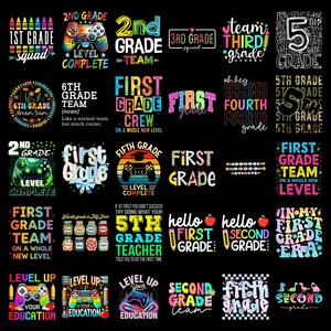 Grade Level PNG Bundle 1st 2nd 3rd 4th 5th 6th Grade Shirts, Back to School Teacher Student Designs, First Day School PNG