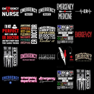 Emergency Nurse Png Bundle ER Doctor Emergency Department Shirt Design, Funny ER Squad Medical Sublimation PNG Pack