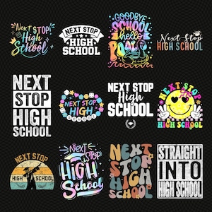 Next Stop High School Png Bundle,8th Grade Graduation,Retro 8th Grade Png,Retro Summer,Back To School,Goodbye Middle School,High School Png