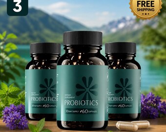 Pack of 3 Probiotic Supplements for Digestive Gut Health Men & Women Acidophilus Tablets