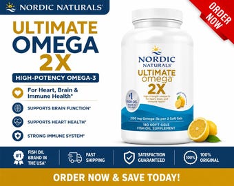 Nordic Naturals Ultimate Omega 2X Lemon Fish Oil Supplement (Pack of 1)