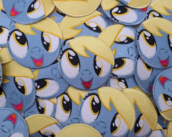 Derpy hooves, muffins, embroidered 3 inch patch with iron on backing