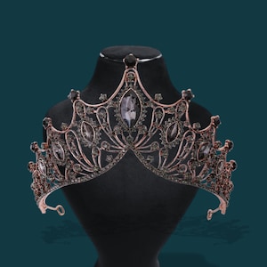 Vintage Black Rhinestone Bridal Crown: Handmade Princess Tiara