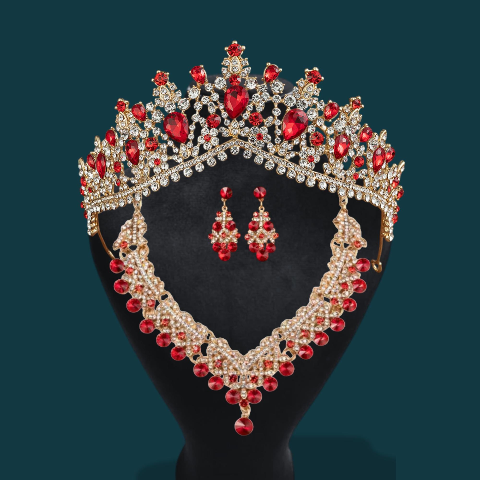 Red Gold Tiara Set - Etsy display picture 2
