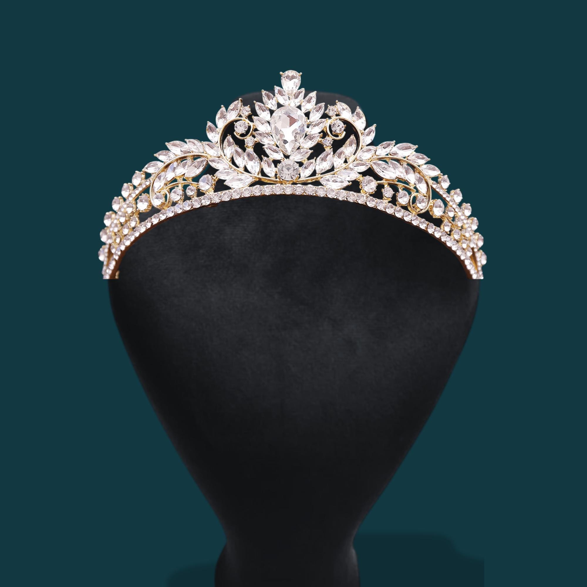 Rhinestone Bridal Tiara: Elegant Gold Wedding Princess Crown 