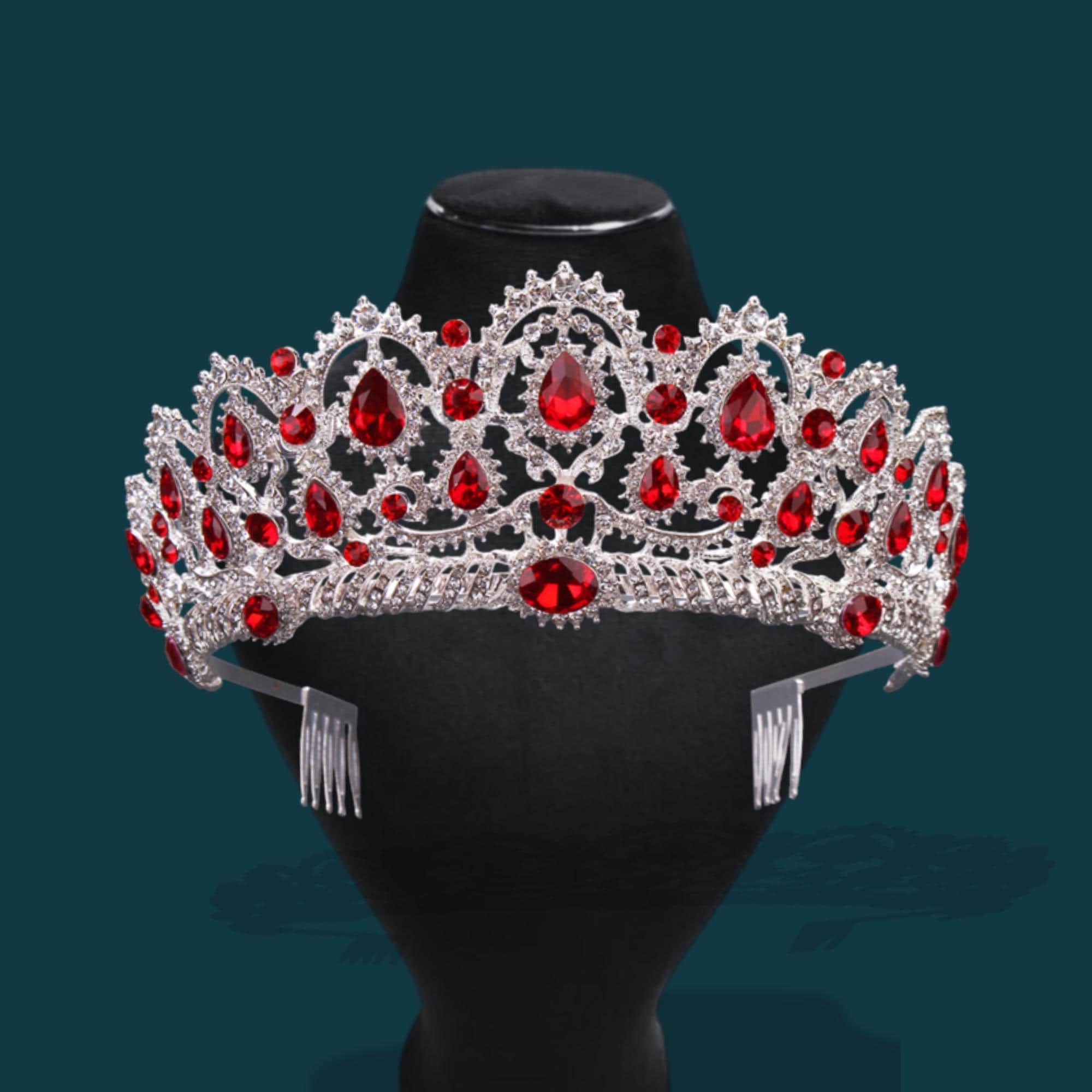 Red Rhinestone Wedding Crown — Handmade Princess Tiara - Etsy