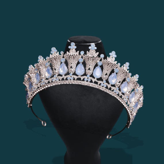 Sky Blue Wedding Tiara — Silver Princess Crown — Quinceanera  display picture 3