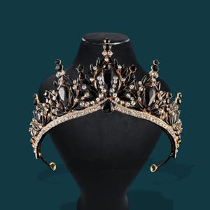 Black Bridal Crown: Rhinestone Tiara, Halloween Queen Tiara