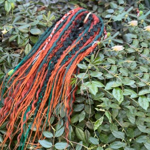 Viking Temporary Dreads, Curls, Boho Style Synthetic set, Ginger Red, Orange, Green Shades for Festivals, Cosplay, hair extentions, DE, SE