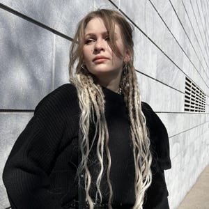Dark Blonde Dreadlocks, Viking Boho Synthetic Set with Ombre, Loose Wavy Ends, Temporary Hair Extensions for Natural, Bohemian Look, DE, SE