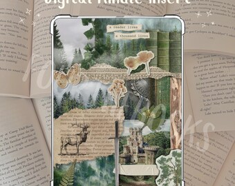 Encarte digital de fantasia para Kindle | Estética de floresta literária - PNGs para impressão