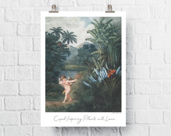 Cupid & Flora Botanical Print: Restored 19th Century Art (Digital Download)