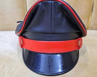 Gorra Muir del Ejército de Cuero Auténtico Suave de Primera Calidad, Negra y Roja – Sombrero de Oficial Militar de EE. UU.