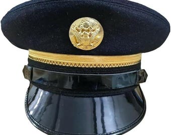 アメリカ陸軍将校用ファーフェルト下士官服 ブルー サービスキャップ