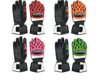 Custom Motorbike Racing Gloves | Cowhide Leather | Kevlar Knuckle Protection | Vented Biker Riding Gear