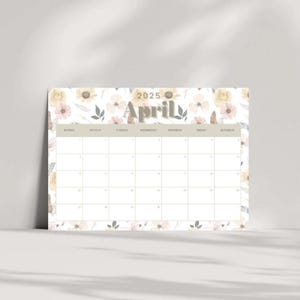 Floral April 2025 Calendar | Printable & Digital Planner for Optimal Productivity | Instant Download