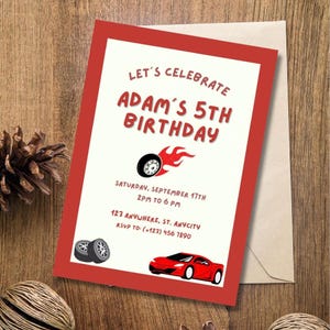 Race Car Themed Birthday Party Invitation Template | Customizable Birthday Boy Invite