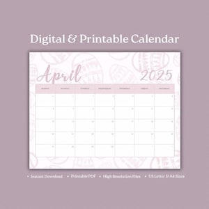 Easter-Themed April 2025 Calendar | Printable & Digital Planner for Optimal Productivity | Instant Download