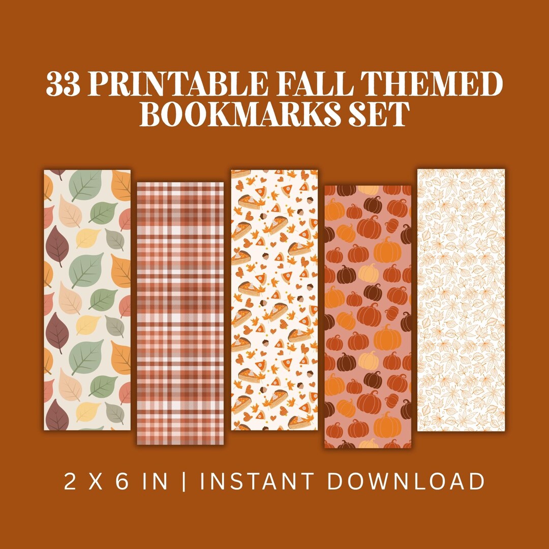 33 Printable Autumn Bookmarks | Fall Themed Bookmark Set | Instant ...