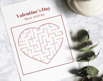 Printable Heart-Shaped Valentine’s Maze for Kids | Fun Valentines Activity | Printable Word Puzzles