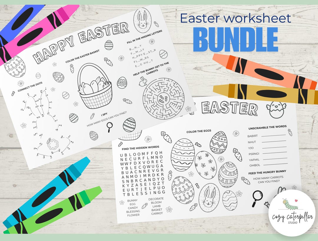 Easter Activity Bundle for Kids, Printable Easter Kids Activity, Word ...