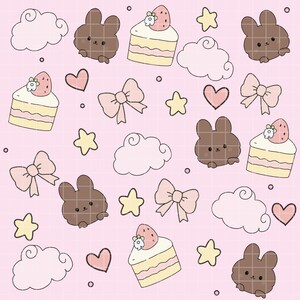 Cottagecore Bunny and Cake Seamless Pattern