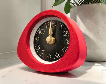 Retro Style Red Silent 3D Printed Desk Clock