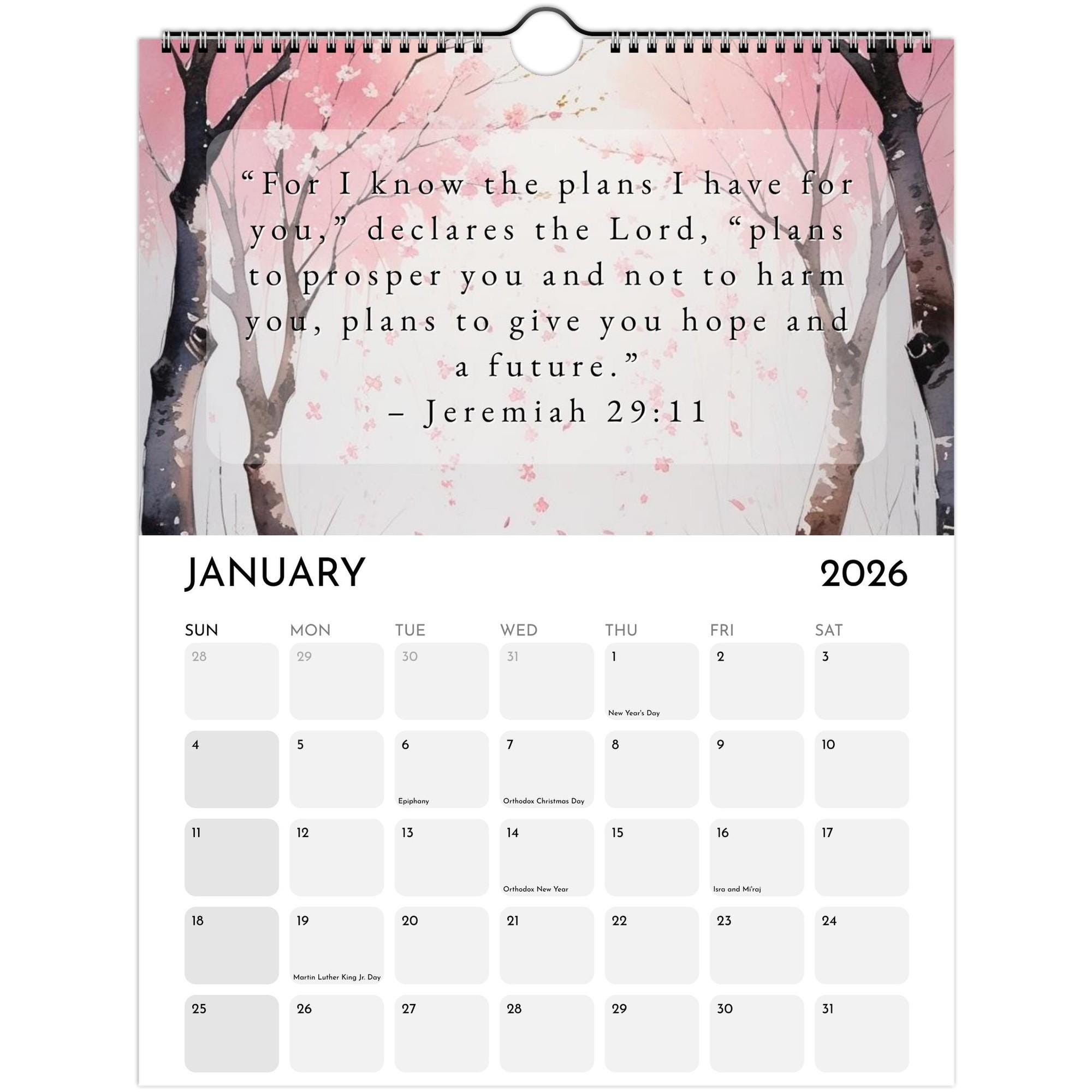 2026 Bible Verse Wall Calendar, Inspirational Christian Scripture Art ...
