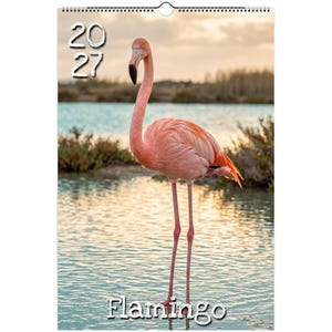 2027 Flamingo Wall Calendar with US & UK Holidays (11"x16.5"), Flamingo Lovers, Pink Bird Gift, Tropical Nature Decor, Wildlife Gift