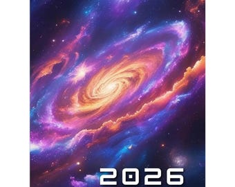 Galactische wandkalender 2026 - Ruimteplanner voor liefhebbers van astronomie en interieur, kunst aan de muur sterrenhemel
