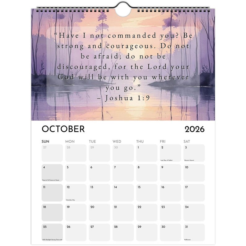 2026 Bible Verse Wall Calendar, Inspirational Christian Scripture Art ...