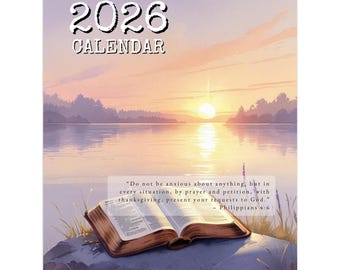2026 Bible Verse Wall Calendar, Inspirational Christian Scripture Art